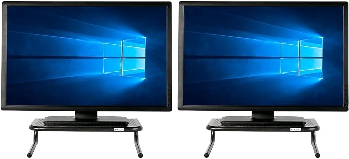Allsop Metal Art Jr. Monitor Stand, 14-Inch Wide Platform Holds 40 lbs with Keyboard Storage Space - Pearl Black, 2 Pack - Image 7