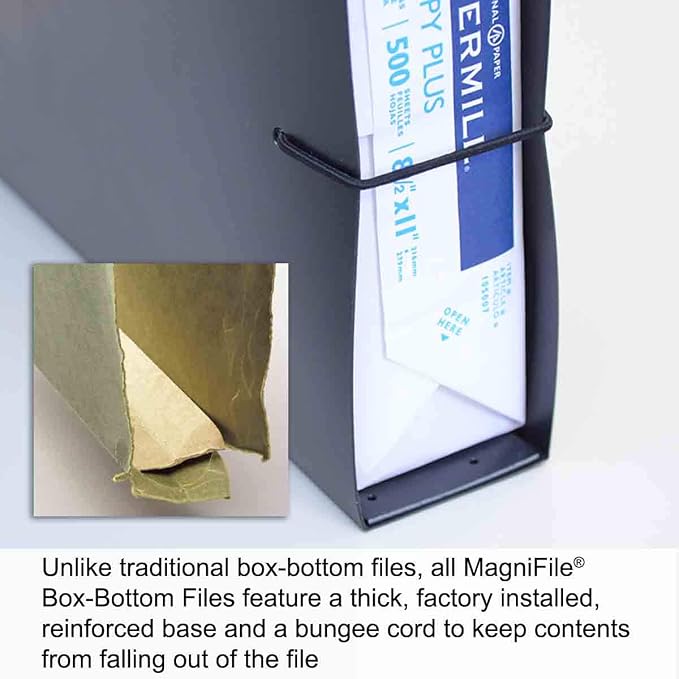Ultimate Office MagniFile 1" Box-Bottom Hanging File Folders, Set 4 Black | Extra-capacity letter size + bungee for bulky files. 11" Magnified Lens DOUBLES The Size of File Titles to FIND FILES FAST. - Image 2