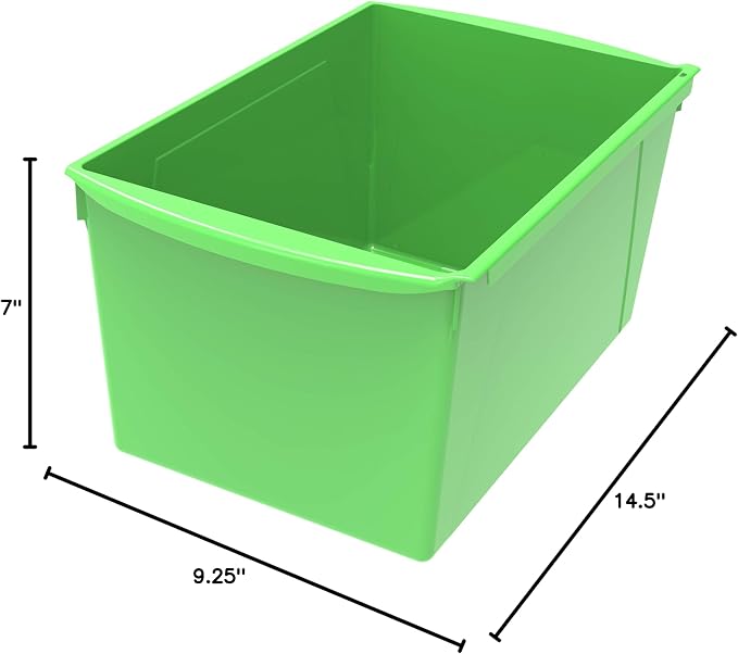 Storex Extra-Large Book Bin, Interlocking Plastic Organizer for Home, Office and Classroom, Green, (71133U06C) (Pack of 6) - Image 5