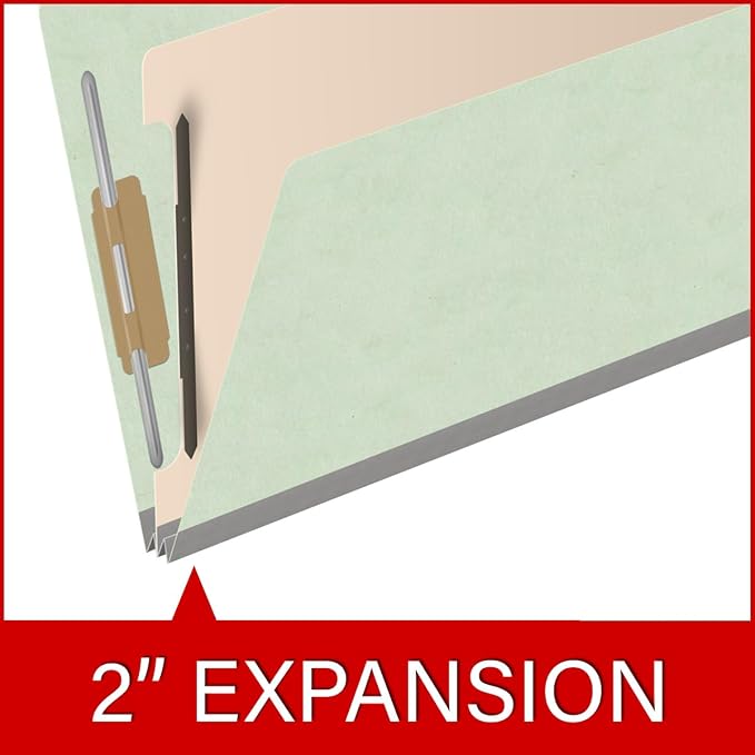 25 Pt. Pressboard Classification Folders, 2/5 Cut ROC Top Tab, Legal Size, 1 Divider, Pale Green (Box of 10) - Image 7