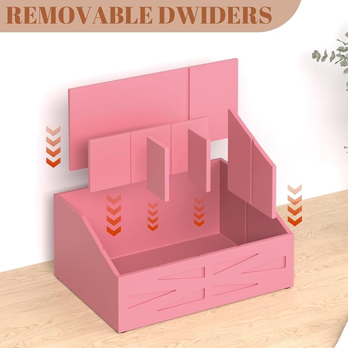 Wood Mail Organizer Countertop,Farmhouse Desk and Kitchen Countertop Storage, Letter Sorter, Desk Mail and Bill Organizer, Desktop File and Paper Holder (Pink) - Image 7