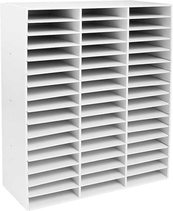 48 Slot Mail Sorter Organizer White File Organizer with Removable Shelves | 48 Individual Compartments, Top Storage Platform, Anti-slip Bottom Pads, 110 Lbs Load Capacity, Easy Assembly With Gloves by SHZICMY