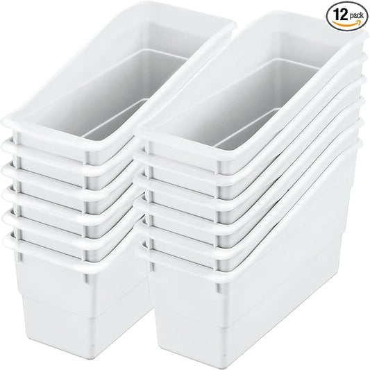 Really Good Stuff Durable Book & Binder Holders, 12-Pack, White | Ideal for Narrow or Vertical Storage Needs, Book, Magazine, File Folder, & Binder Holders, Classroom Organization Made Easy by ReallyGoodStuff