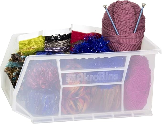 Akro-Mils 30240 AkroBins Plastic Storage Bins, 15"x8"x7", Clear, 12-Pack | Space-Saving Stackable Bins for Garage, Pantry, Craft Organization - Image 9