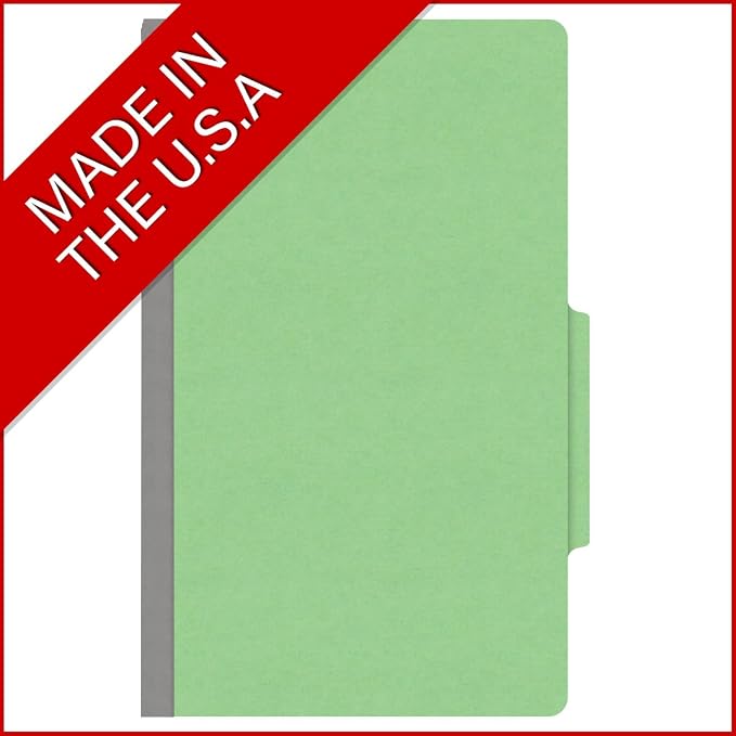 18 pt Heavy Duty Top Tab Color Folders, 2/5 Cut ROC Top Tab, Legal Size, 2 Dividers, Green (Box of 10) - Image 5