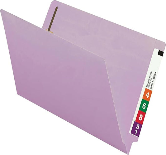 Smead End Tab Fastener File Folder, Shelf-Master® Reinforced Straight-Cut Tab, 2 Fasteners, Legal Size, Lavender, 50 per Box (28540) by SMEAD