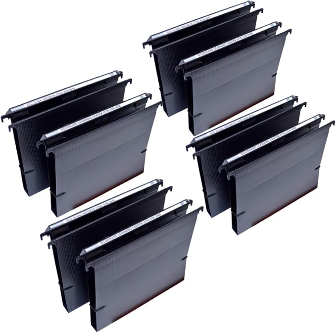 Ultimate Office MagniFile 1" Box-Bottom Hanging File Folders, Set 8 Black | Extra-capacity letter size + bungee for bulky files. 11" Magnified Lens DOUBLES The Size of File Titles to FIND FILES FAST. by UltimateOffice