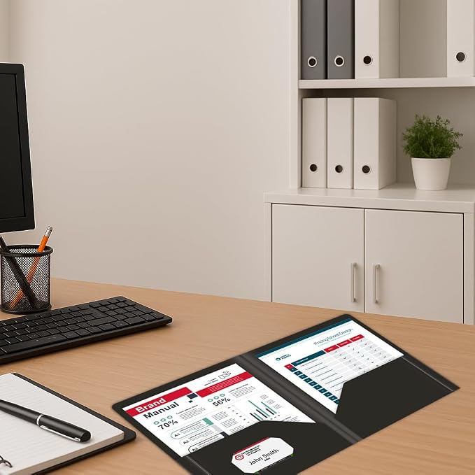 C-Line Two-Pocket Heavyweight Poly Portfolio, For Letter Size Papers, Includes Business Card Slot, 1 Display Case of 25 Portfolios, Black (33951-25) - Image 3