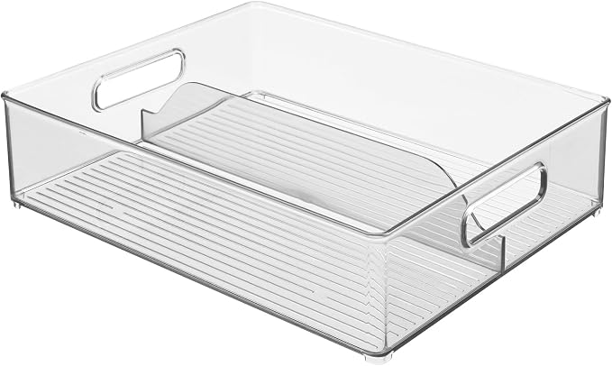 iDesign Divided Pantry Bin with Handles, Set of 3, Clear | For Pantry, For Refrigerator, For Freezer - Image 10