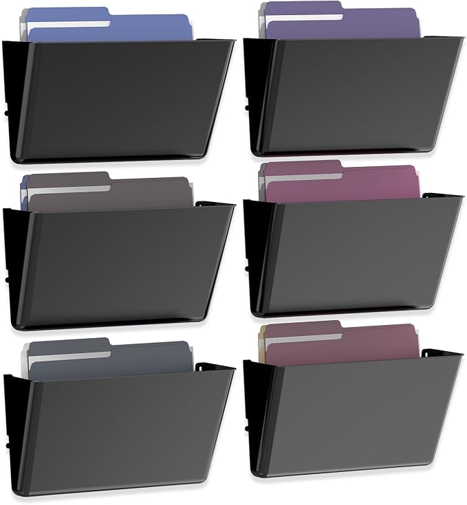 MINDEPOT 6 Pockets Acrylic Wall File Organizer, Clear Wall File Holder, Plastic Hanging Wall File Holder for Office, School and Home, Black - Image 8