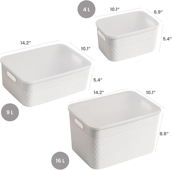 Lidded Storage Bin Organizer | Storage Organizing Container, 9 Liter, Set of 4, Mint - Image 4