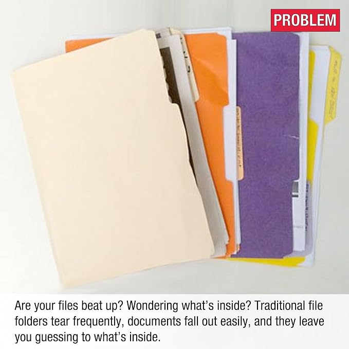 Ultimate Office Poly Color File Folders Letter Size, 5th-Cut Tabs Set of 25 | PocketFiles Heavy Duty Transparent Files, Sealed on 2 Sides to Secure and Protect Documents and are Tabbed for Easy Indexing - Image 2