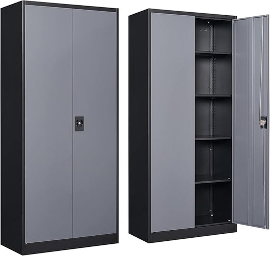 STANI Garage Storage Cabinet, 71" Steel Lockable File Cabinet, Locking Steel Storage Cabinet for Office,Home,Garage,Gym,School