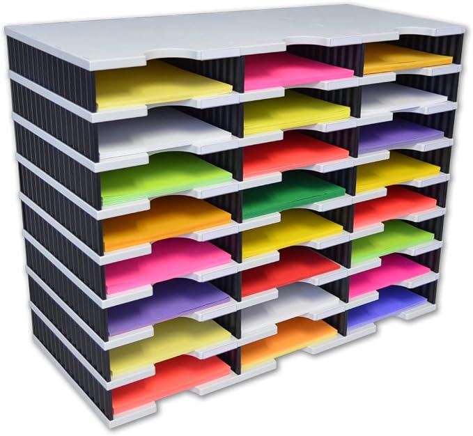 Ultimate Office TierDrop Desktop Organizer, 24 Compartment Sorter, 3-Wide | Sorts documents, forms, mail for office or classroom; modular no-tool assembly design, easily expands with add-on tiers by UltimateOffice