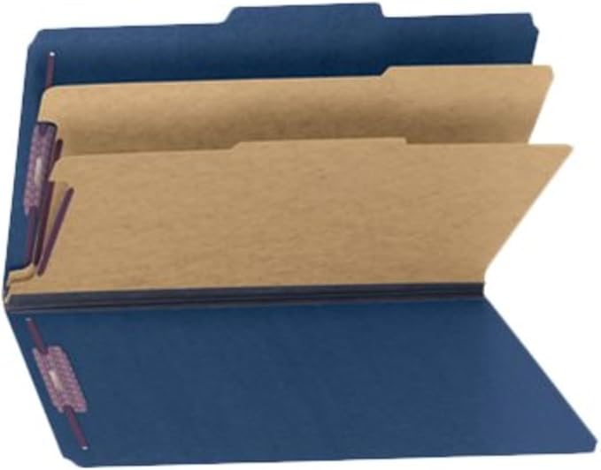Smead PressGuard Classification File Folder with SafeSHIELD Fasteners, 2 Dividers, 2" Expansion, Legal Size, Dark Blue, 10 per Box (19200) - Image 8