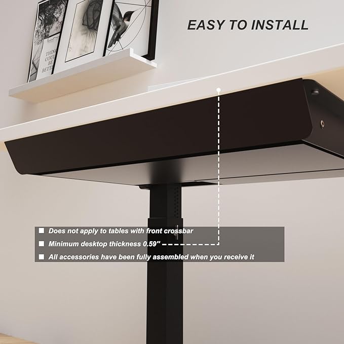 Large Under Desk Mounted Sliding Drawer with Bamboo Tray and 60 Degree Tilt Panel to Pull Out, 26'' Long & 13'' deep Large Storage Organizer for Sit Stand Workstation - Image 7