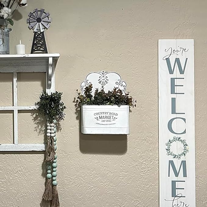 Hanging Storage Baskets Metal Wall Baskets for Mail, Files, Books & Accessories, Wall-Mounted Organizer for Entryway, Kitchen, Office, French Farmhouse Decor（White） - Image 6