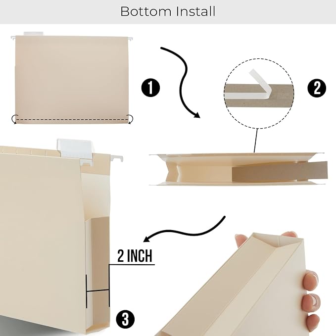 Y YOMA Legal Size - 6 Pack Extra Capacity Hanging File Folders Accordion Decorative Reinforced File Folder Cute Colored Expandable Folder for Office Home with 1/5-Cut Adjustable Tabs, Mocha Color - Image 2
