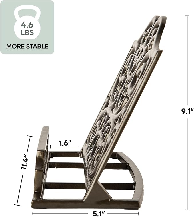 JOGREFUL Cast Iron Cookbook Stand, Kitchen Recipe Holder Classic Latte Gold | Heavy-Duty Book Vintage Holder, Reading Rest Holder for Easel/Counter/Books/Magazine/iPad/Bible - Image 2