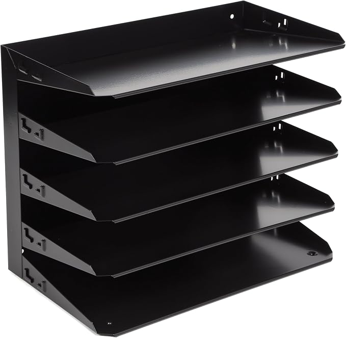 Huron Desktop Horizontal 5-Slot Legal File Binder Organizer Storage Letter Tray, Black Commercial Grade Steel - Image 5