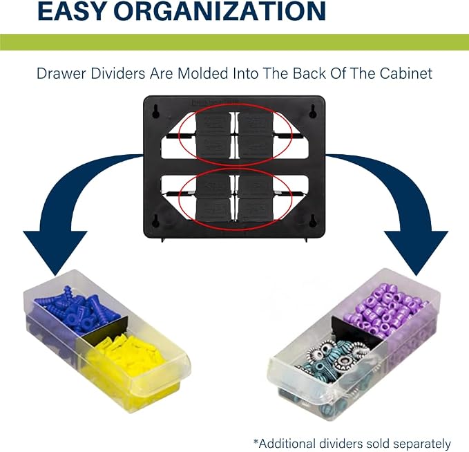 Akro-Mils 16-Drawer Plastic Cabinet for Garage Organization, Beads, Makeup Organizer, Building Bricks Storage, Teacher Toolbox, 10-1/2" W x 6-1/2" D x 8-1/2" H, 10716 Black (Pack of 4) - Image 6