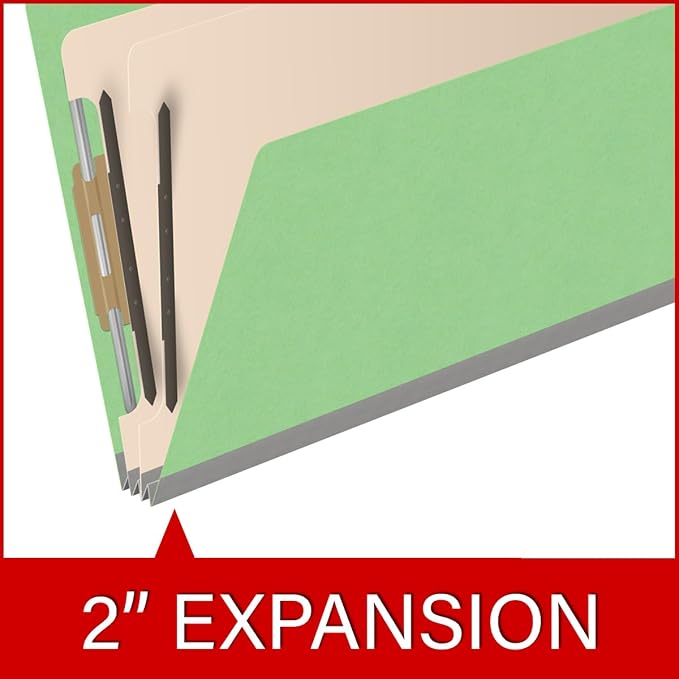 18 pt Heavy Duty Top Tab Color Folders, 2/5 Cut ROC Top Tab, Legal Size, 2 Dividers, Green (Box of 10) - Image 7