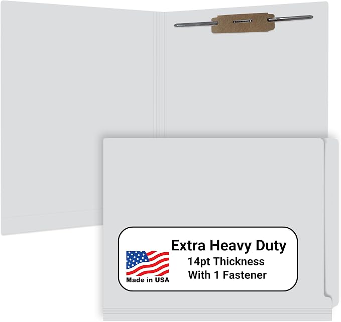 Gray File Folders, Doctor Stuff, Letter Size Reinforced End Tab Folder with 2" Bonded Fastener on Inside Back, 14 ptStock, Box of 50 by DoctorStuff