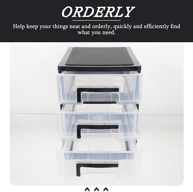 Cabilock 3 Tier Plastic Storage Cabinet 8.30X7.55X5.98In Multi-Layer Drawer Organizer Portable Storage Box for Office Study Small Space Use - Image 7