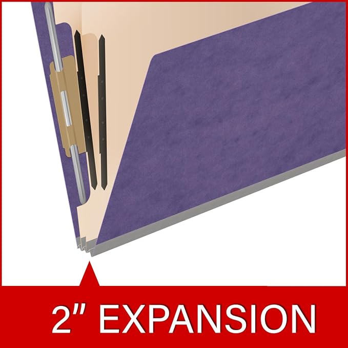 25 Pt. Pressboard Classification Folders, Full Cut End Tab, Letter Size, 2 Dividers, Purple (Box of 10) - Image 7