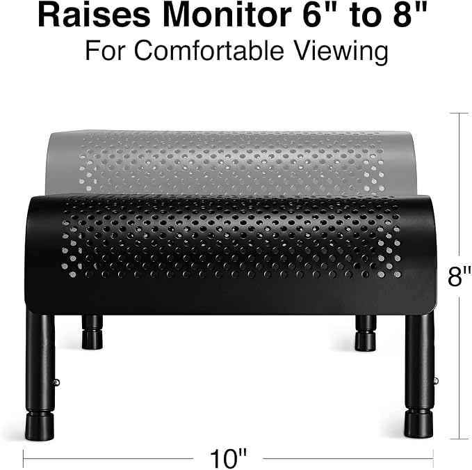 Staples Adjustable Monitor Stand, Black, Ergonomic Riser with Storage Space for Keyboard/Accessories, 2-Pack - Image 3