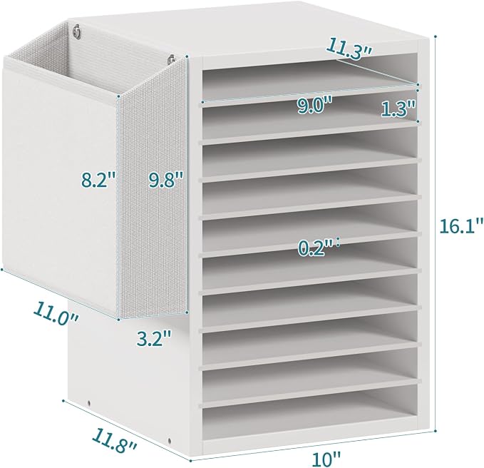 Unionly 10Tier Adjustable Mail Sorter,Wood Paper Organizer for Class,Office | Office Mailbox with name slot,Literature Organizer with side pocket,Wooden File Storage Organizer for school,classroom,office - Image 5