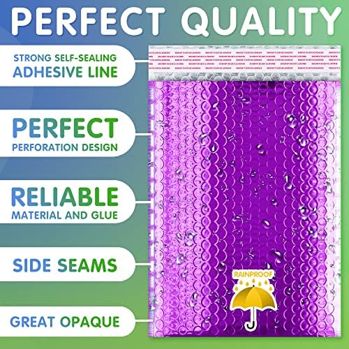 Metallic Bubble Mailers 6 x 6.25 Inch Purple, Self Seal Closure, 3/16 Inch Cushioning, Padded Shipping Envelopes Pack of 250 - Image 3