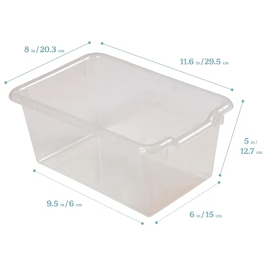 ECR4Kids Scoop Front Storage Bins, Multipurpose Organization, Clear, 10-Piece - Image 2