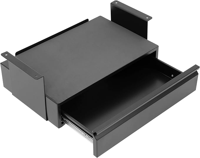 Mount-It! Hidden Under Desk Pull-Out Drawer with Shelf, Heavy-Duty Steel Under Table Storage Organizer, Smooth Slide Track, Fits Desks Over 0.71″ Thick, 11 lb Capacity by Mount-It