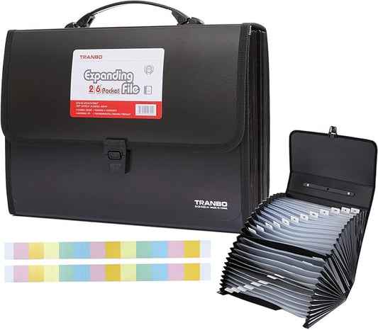 25 Pockets Letter Size/A4 Accordion File Organizer with Handle, TRANBO Expanding File Folder, Expandable Document Paper Organizer for Travel School Office - 1 Pack by TRANBOTrustBest