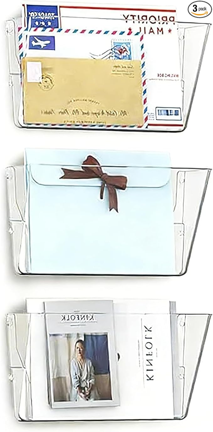 MINDEPOT 3 Pockets Acrylic Wall File Organizer Clear File Holder for Office by MINDEPOT