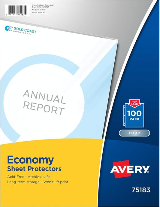 Avery Clear Economy Sheet Protectors, Top Load, 100 Document Protectors (75183) (Pack of 500) by Avery