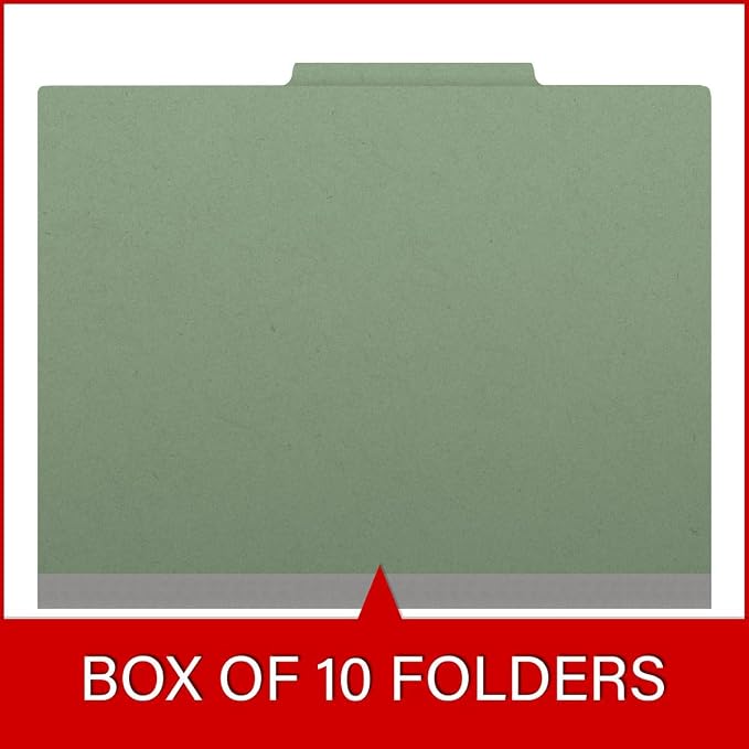 25 Pt. Pressboard Classification Folders, 2/5 Cut ROC Top Tab, Letter Size, 1 Pocket Divider, Green (Box of 10) - Image 6