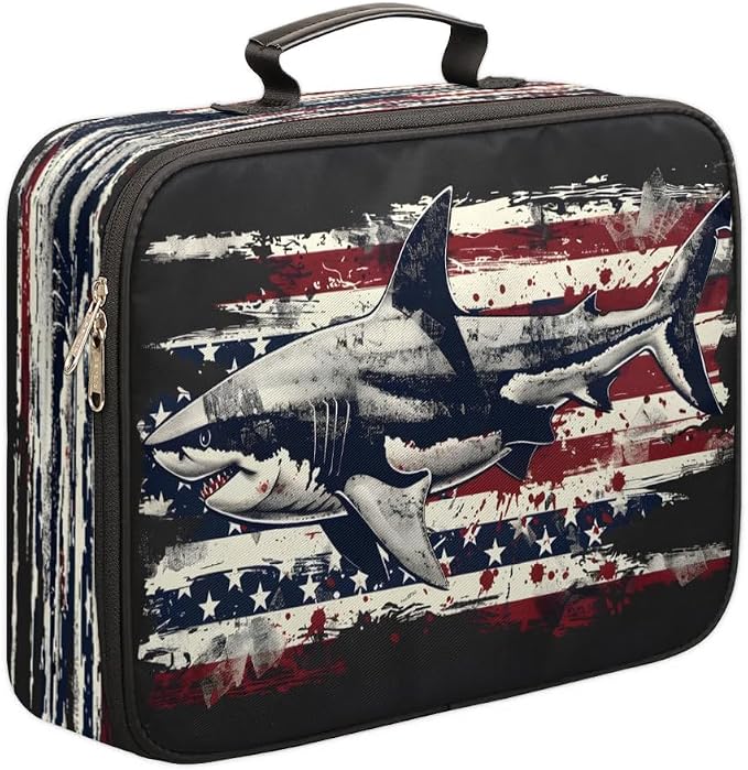 File Organizer Shark Stars Stripes Document Organizer with Handle Portable File Organizer Bag Home Travel Storage Bags for Files Laptop Certificates by Gublec