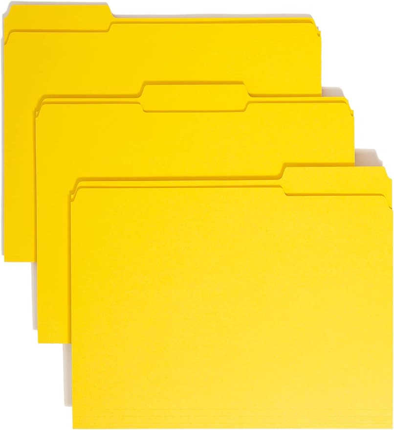 Smead File Folder, Reinforced 1/3-Cut Tab, Letter Size, Yellow, 100 per Box (12934) by SMEAD
