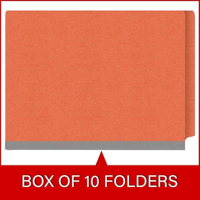 Ecom Folders Heavy Duty Top Tab Classification Folders | Letter Size 18 Pt Stock with 1 Divider | 2/5 Cut Right Position Tab for Medical, Legal and Office Documents | Orange, Box of 10 - Image 6
