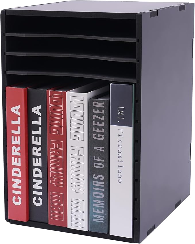 Desk File Organizer, 11 Slots Vertical Desktop Sorter Paper Sorter Organizer with Removable Shelf Document Storage Rack Document Holder for Home Office School Black - Image 5