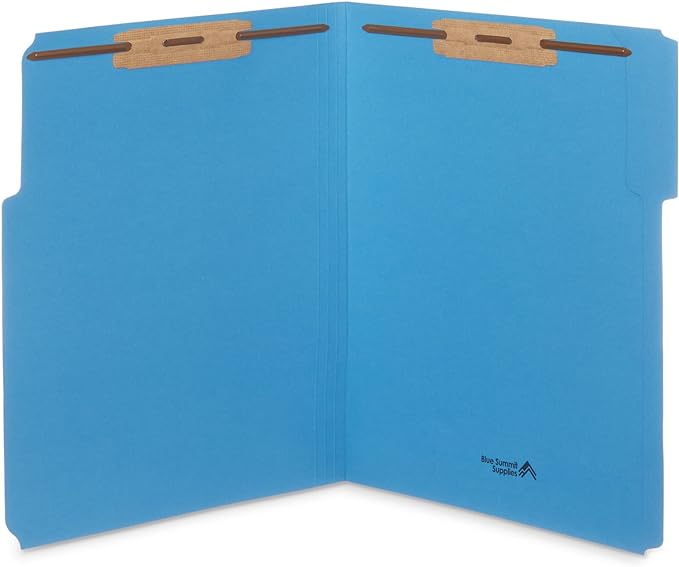 Blue Summit Supplies 50 Assorted Fastener File Folders, Letter, 2 Prong | Assorted colors, durable 11pt paper, letter size, 1/3 cut tabs, bonded 2 prong fasteners, medical and office files - Image 3