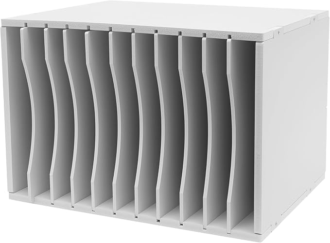 11 Slots Vertical Desktop Sorter, Paper Sorter Organizer with Removable Shelf Document Storage Rack Desk Letter Tray File Sorter Document Holder for Home Office School White - Image 4