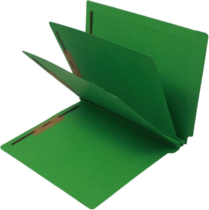 14 Pt. Green Classification Folders, Full Cut End Tab, Letter Size, 2 Dividers (Box of 15) by Ecom+Folders