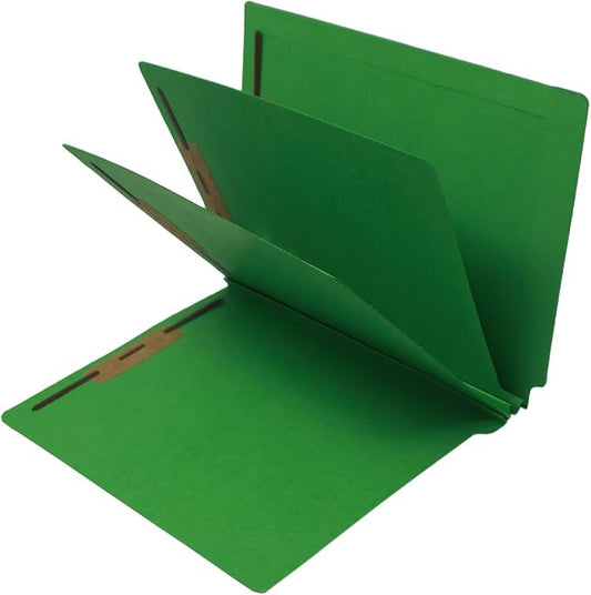 14 Pt. Green Classification Folders, Full Cut End Tab, Letter Size, 2 Dividers (Box of 15) by Ecom+Folders