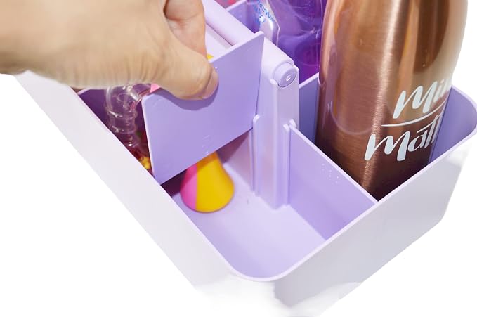 -Large Portable Caddy, DIY Dividers, 8 Compartments, School Office Supplies Home Business Basket with Handle Storage Organize Made in USA (10 PACK, Lavender) - Image 4