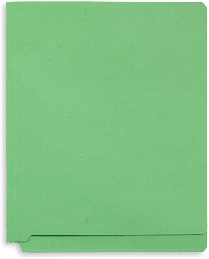 Blue Summit Supplies 100 Green End Tab Fastener File Folders, Letter Size | Durable 11pt green paper, straight cut end tabs, 2 prong fasteners, medical files, receipts, office reports - Image 4