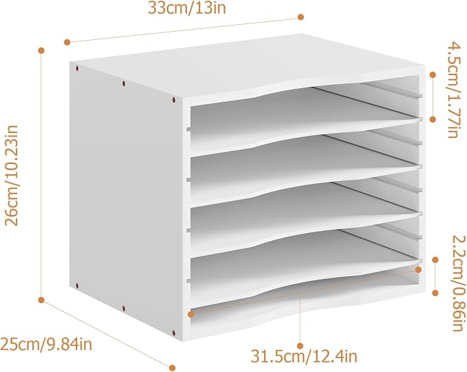 Bamjoy Bamboo 5 Tier Desktop Organizer, Paper Organizer Mail Sorter, File Holder Letter Document Storage with Adjustable Shelves for School Home Office, White - Image 3