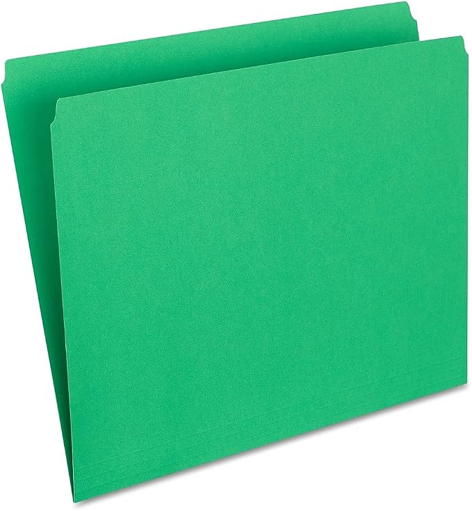 Staples File Folder, Single Tab, Letter Size, Green, 100/Box (ST509653-CC) by Staples